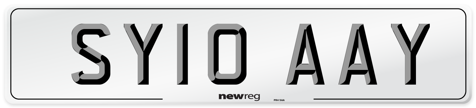 SY10 AAY Number Plate from New Reg